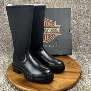 Harley Davidson Women's Size 6 Lenora 12-In. Black Leather Fashion Boots D84783